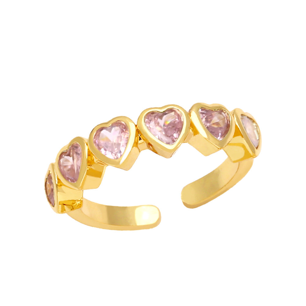 Wholesale Gold Plated Brass Love Heart Ring